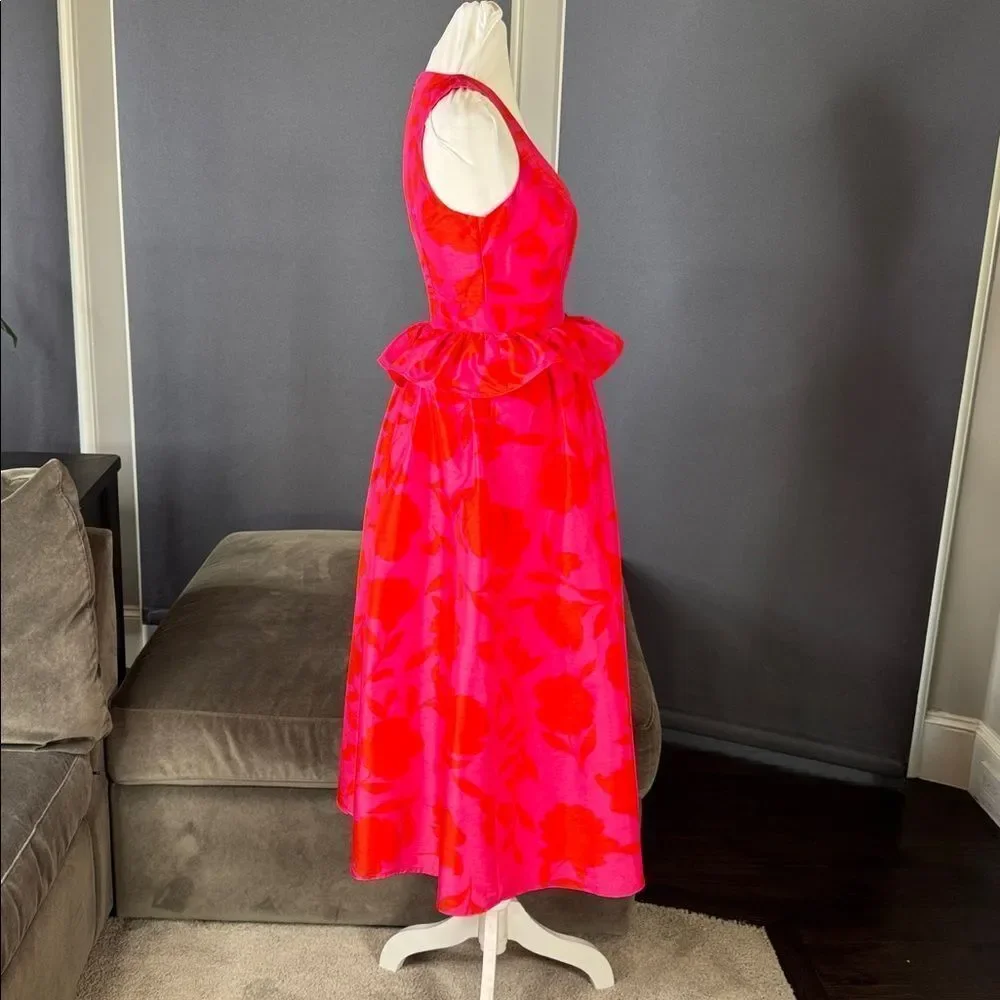 Women’s Kate Spade x Target Rose Peplum Pink Midi Dress V-Neck Size 00 NWOT